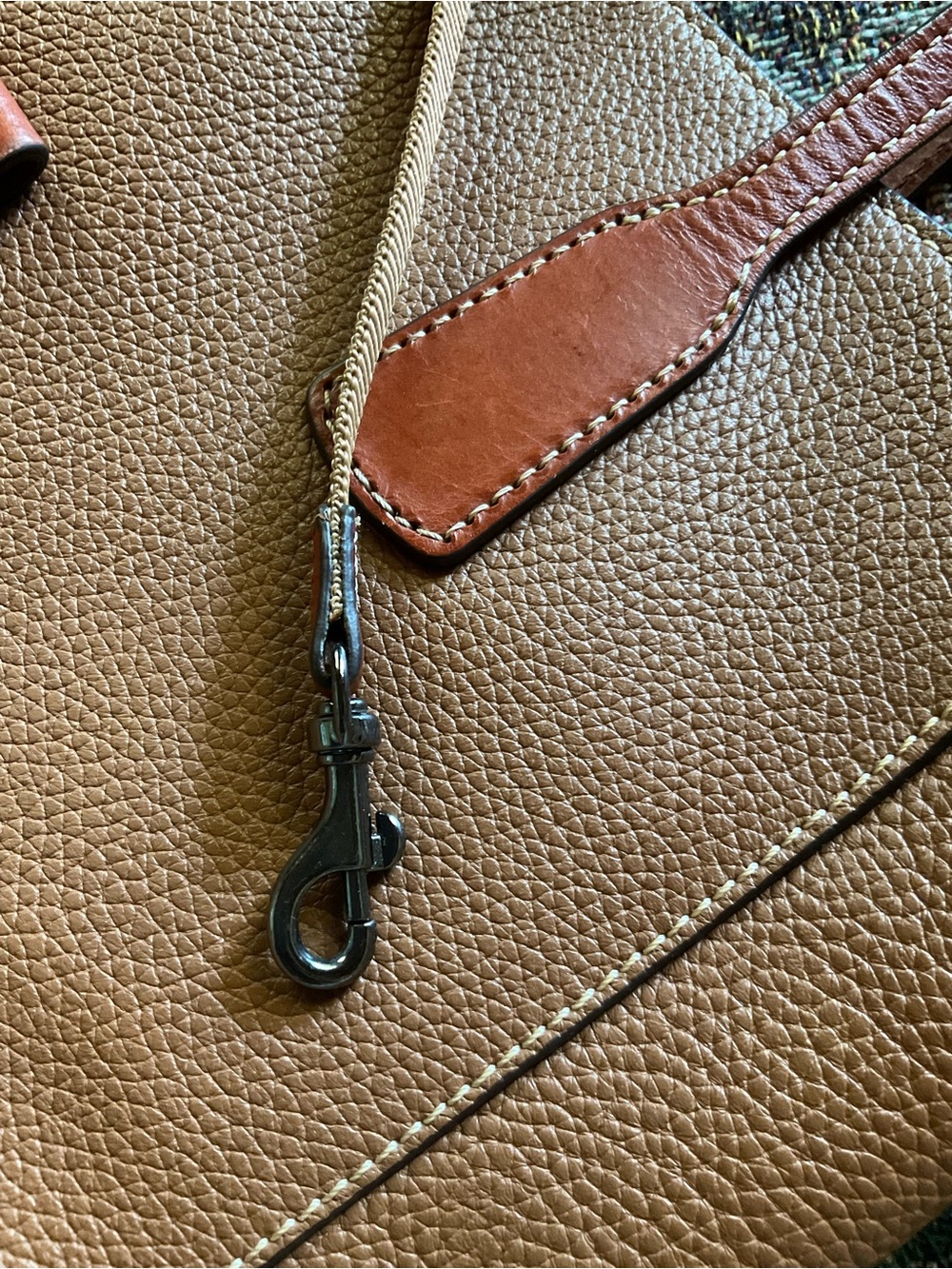 Dooney & Bourke Brown Leather Tote with Gold Buckle - Picture 7 of 10